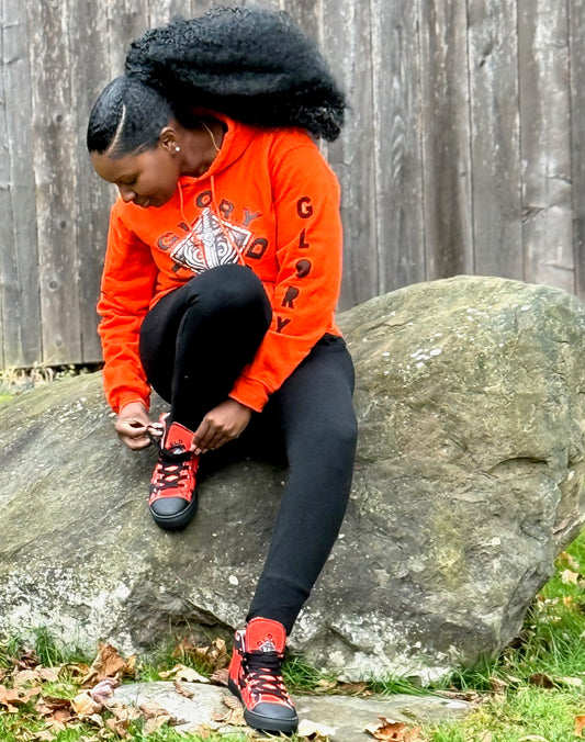 GLORY TO GOD - Orange Women’s high top canvas shoes
