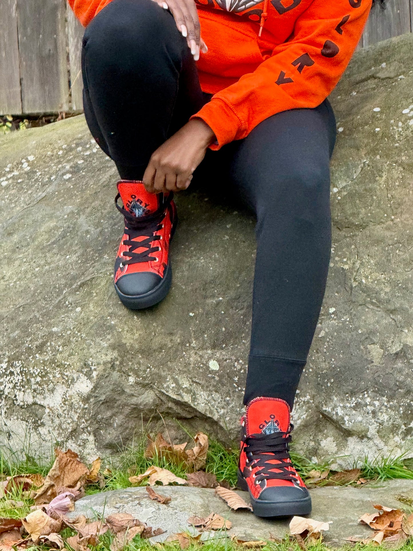 GLORY TO GOD - Orange Women’s high top canvas shoes